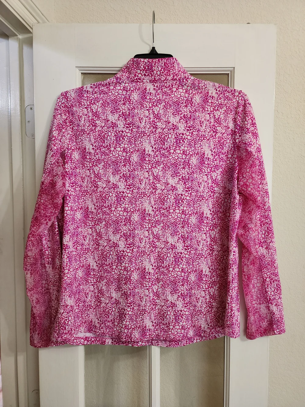 IBKUL XXL Pink Animal Print Mock Neck 1/4 Zip UPF 50 Golf Top - Picture 3 of 11